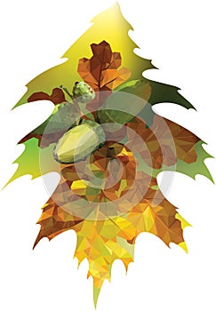 Oak leaf isolated on white, vector illustration
