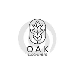 oak leaf line art emblem logo vector illustration template design