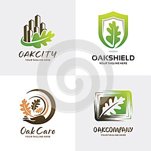 Oak Leaf Logo Set Design Template Collection