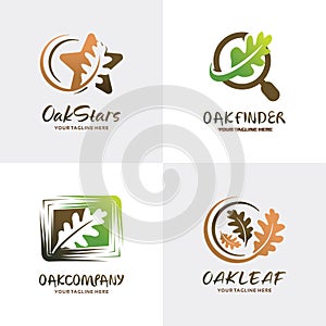 Oak Leaf Logo Set Design Template Collection