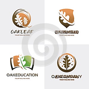 Oak Leaf Logo Set Design Template Collection