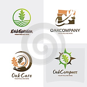 Oak Leaf Logo Set Design Template Collection