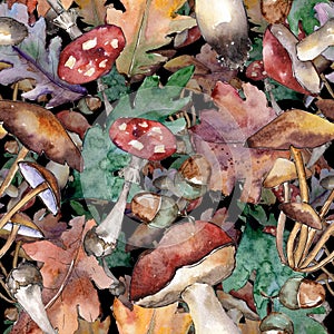 Oak leaves pattern in a watercolor style.