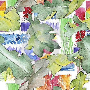 Oak leaves pattern in a watercolor style.