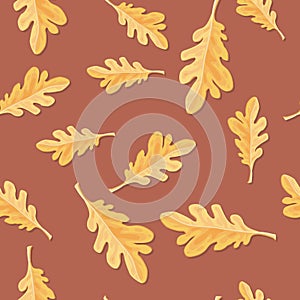 Oak Leaves Seamless Pattern Vector Illustration