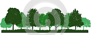 Oak Tree Forest Landscape Silhouette Clipart