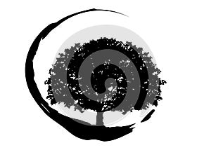 Oak tree vector, logo illustration. Vector silhouette of a tree isolated or white background