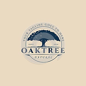 oak tree vintage logo, icon and symbol, with emblem vector illustration design