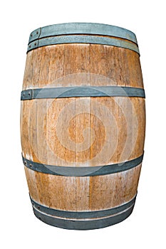 Oak wine barrel isolate on white wit clipping path.