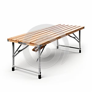 Oak Wooden Folding Table For Camping On White Background