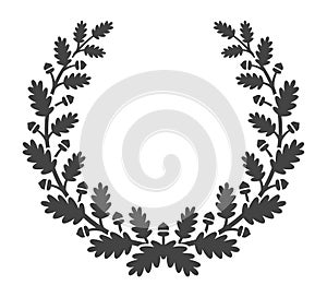 Oak wreath. Leaves laurwl branches success symbol