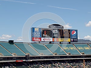 Oakland-Alameda County Coliseum Two Screen Scoreboard