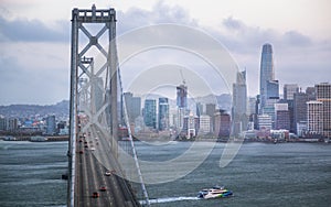 Oakland Bay Bridge from Treasure Island at night, San Francisco