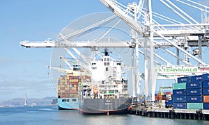 Ships docked at the Port of Oakland