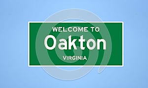 Oakton, Virginia city limit sign. Town sign from the USA.