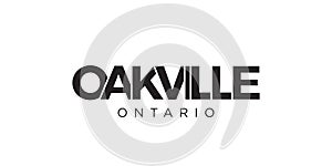 Oakville in the Canada emblem. The design features a geometric style, vector illustration with bold typography in a modern font.