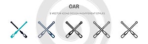 Oar icon in filled, thin line, outline and stroke style. Vector illustration of two colored and black oar vector icons designs can