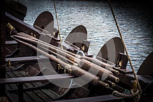 Oars in a viking boat