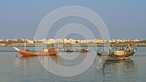 Oarsmen on Ras al Khaimah`s creek