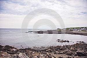 Oarweed Cove on Marginal way path along the rocky coast of Maine in Ogunquit