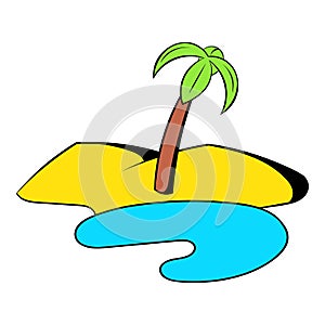 Oasis in the desert icon cartoon