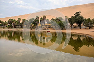 Oasis of Huacachina, Ica region, Peru. photo