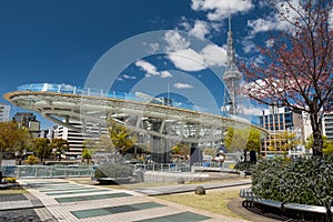 Oasis21, Nagoya TV tower, and Odori park with sakura in spring