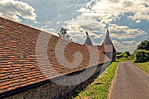 Oast houses in the garden of England Kent uk