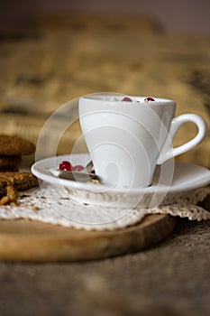 Oat biscuits with coffee and whipped cream