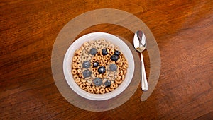 Oat Cereal with Blueberries from Above