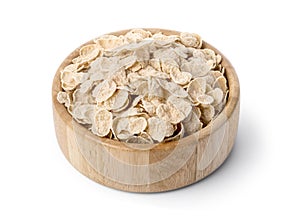 Oat cereal in a wooden bowl