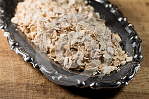 Oat Flake In A Metal Bowl