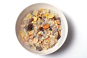 Oat flakes for breakfast in a bowl