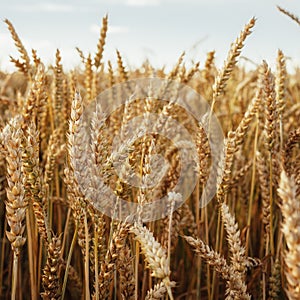 Oat florets on sunlit field full frame background