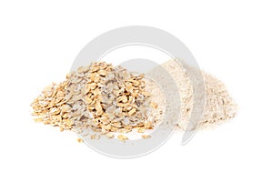 Oat flour isolated on white.