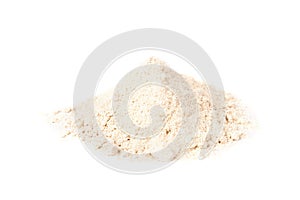 Oat flour isolated on white.