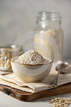 Oat flour and whole oats. Gluten free flour, oats, home baking.