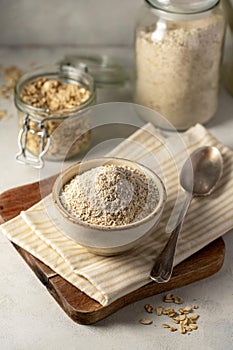 Oat flour and whole oats. Gluten free flour, oats, home baking.