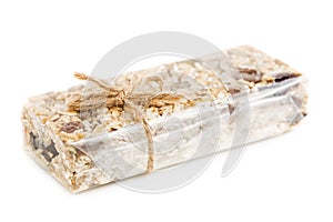 Oat Granola cereal bar isolated on white