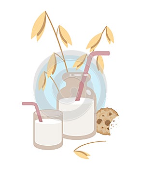 Oat milk. Vector illustration on white background