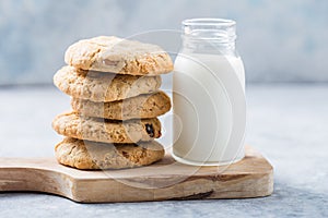 Oat vegan cookies with almond milk. Delicious chocolate diet treats for vegans, made from natural ingredients