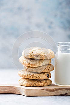 Oat vegan cookies with almond milk. Delicious chocolate diet treats for vegans, made from natural ingredients