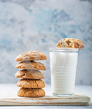 Oat vegan cookies with almond milk. Delicious chocolate diet treats for vegans, made from natural ingredients