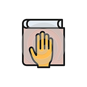 Oath on bible, constitution flat color icon.