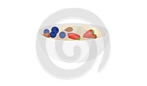 Oatmeal bowl. Isolated on white. Flat style. Oatmeal porridge. Vector