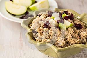 Oatmeal Breakfast Cereal With Apples and Cranberries