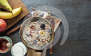 Oatmeal breakfast with fruit