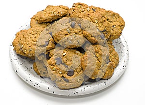 Oatmeal Chocolate Chip Cookies on Plate