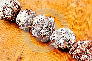 Oatmeal chocolate cookies with desiccated coconut photo