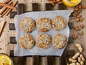 Oatmeal cookies with grain and fiber and nuts